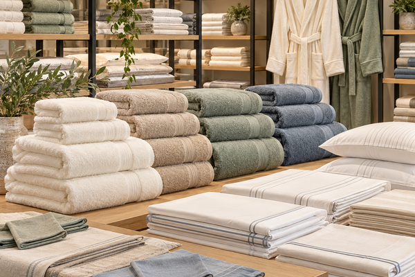 Home textile products including towels and bed linen